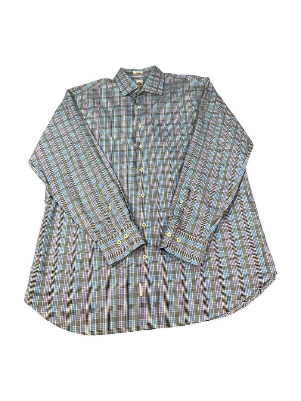 Peter Millar Men's Long Sleeve Button Down Shirt Plaid Cotton Size X-Large